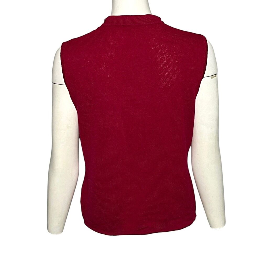 St. John Sleeveless Mock Neck Knit Top Pink Raspberry Shell Zip Shoulder Small - Picture 4 of 9